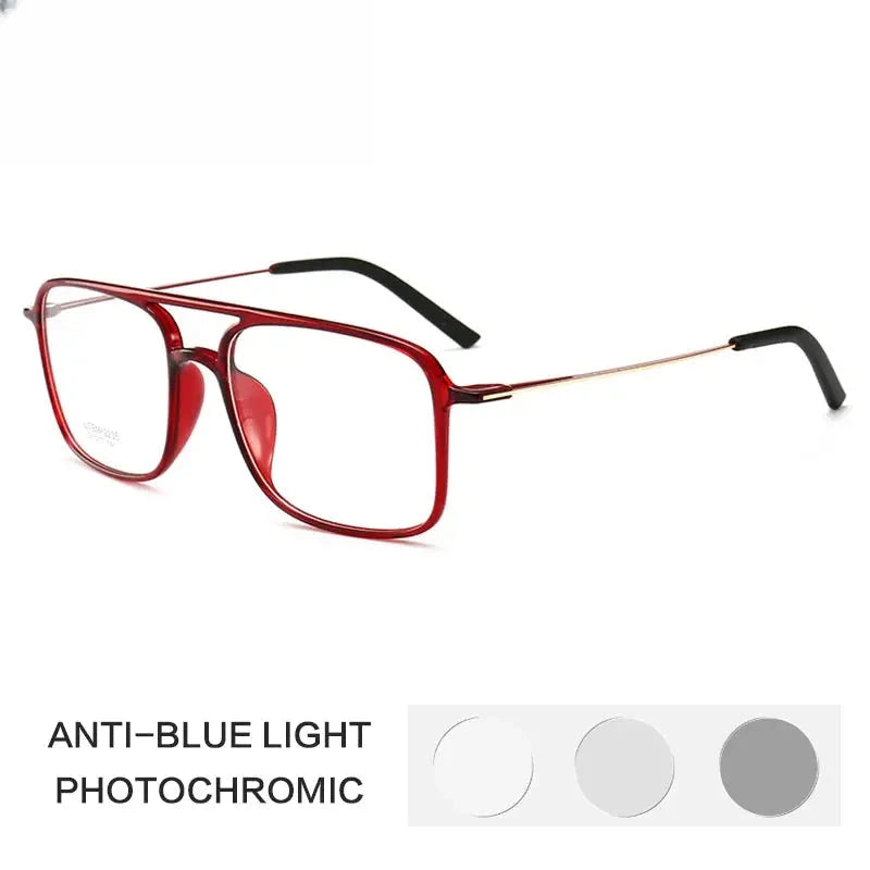 Women's Square Full Rim Titanium Double Bridge Reading Glasses G2235 — view 3 | Rx Spectacle