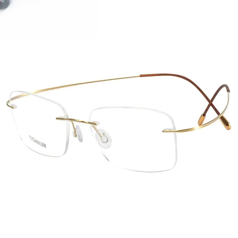Unisex Polygon Rimless Titanium Prescription Glasses 816016 — view 4 | Rx Spectacle