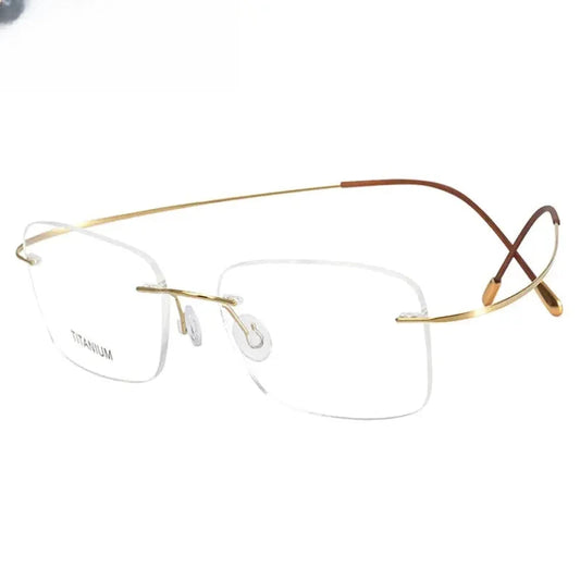 Unisex Polygon Rimless Titanium Prescription Glasses 816016 — view 1 | Rx Spectacle