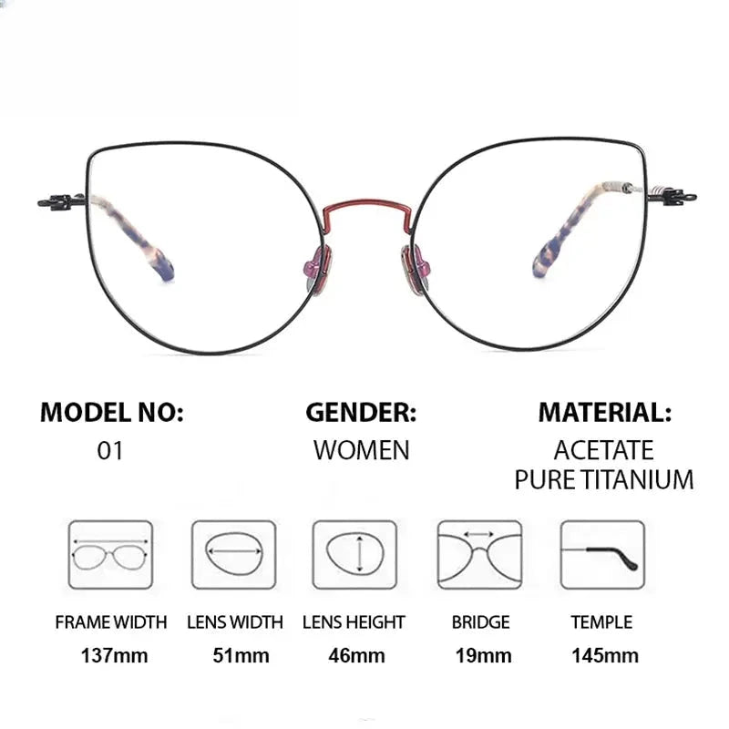 Women's Cat Eye Full Rim Titanium Prescription Glasses 771001 — view 2 | Rx Spectacle