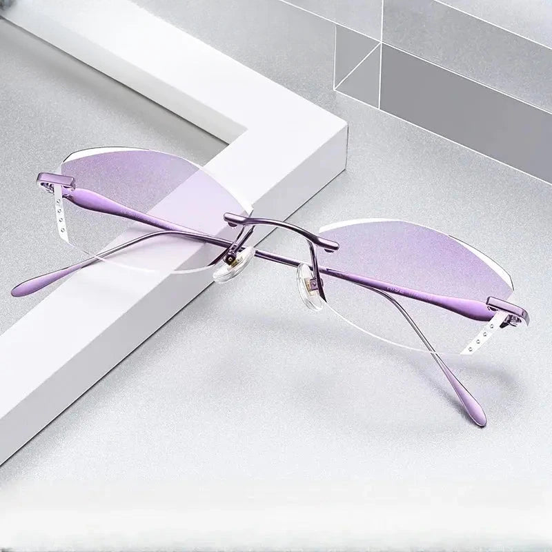 Women's Butterfly Rimless Titanium Prescription Glasses 698037 — view 1 | Rx Spectacle