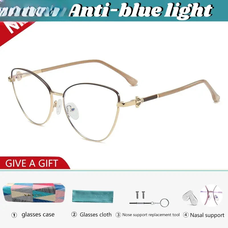 Women's Butterfly Full Rim Titanium Reading Glasses 69832 — view 5 | Rx Spectacle