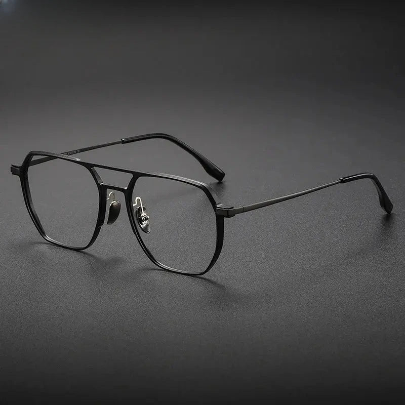 Unisex Square Full Rim Titanium Double Bridge Prescription Glasses V2239 — view 7 | Rx Spectacle