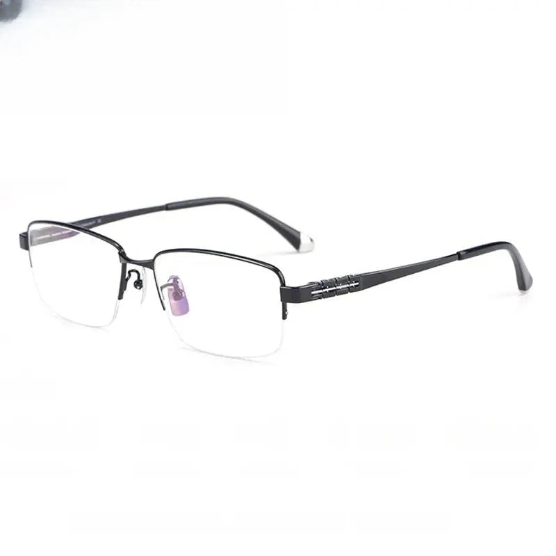 Unisex Square Semi-Rimless Titanium Prescription Glasses 880038 — view 4 | Rx Spectacle