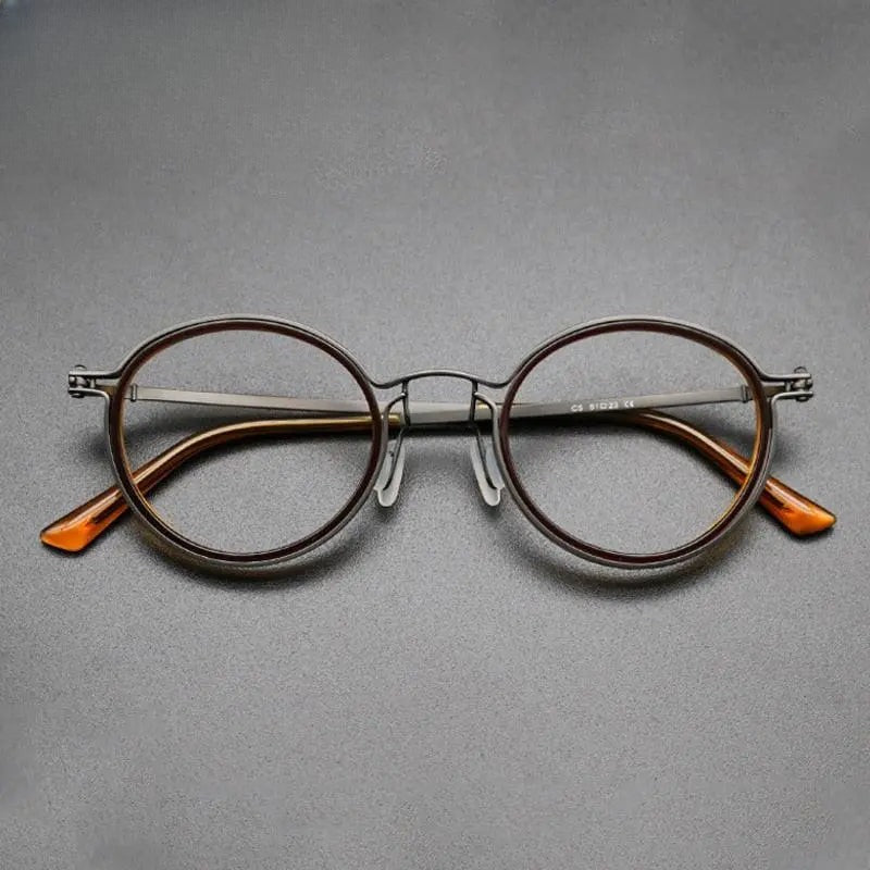 Unisex Round Full Rim Titanium Prescription Glasses Gxyj639 — view 2 | Rx Spectacle