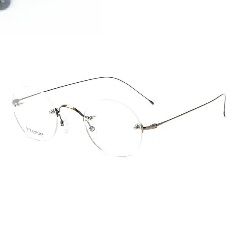 Unisex Round Rimless Titanium Prescription Glasses Kr16035 — view 1 | Rx Spectacle