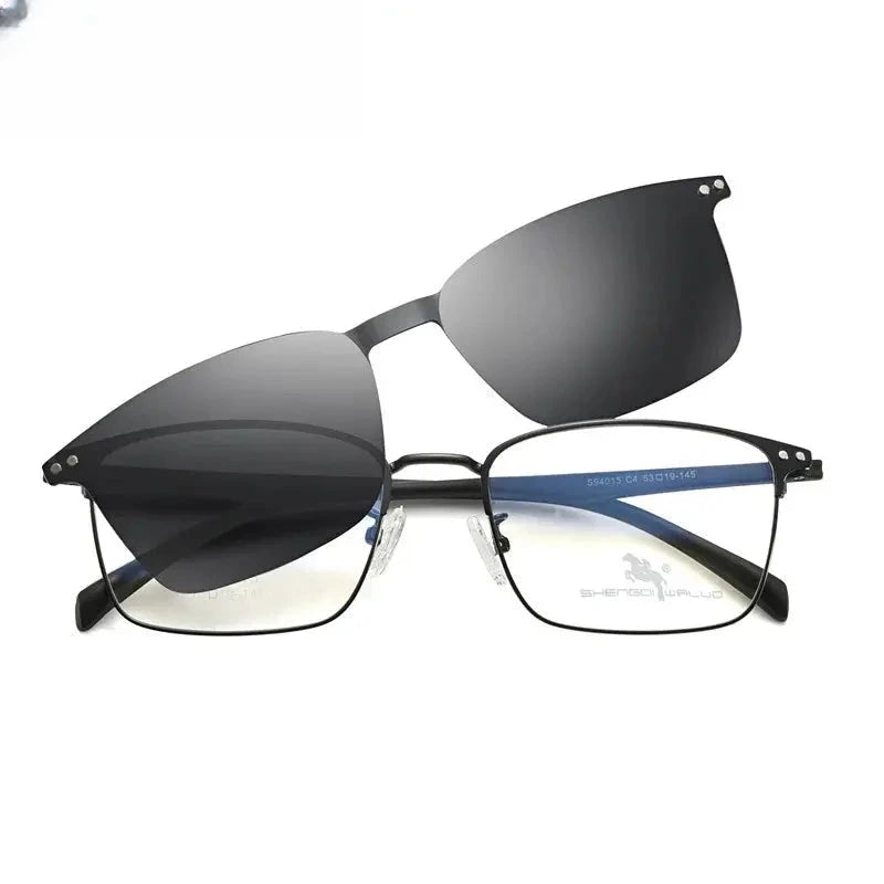 Women's Square Full Rim Alloy Clip-On Prescription Glasses 94015 — view 4 | Rx Spectacle