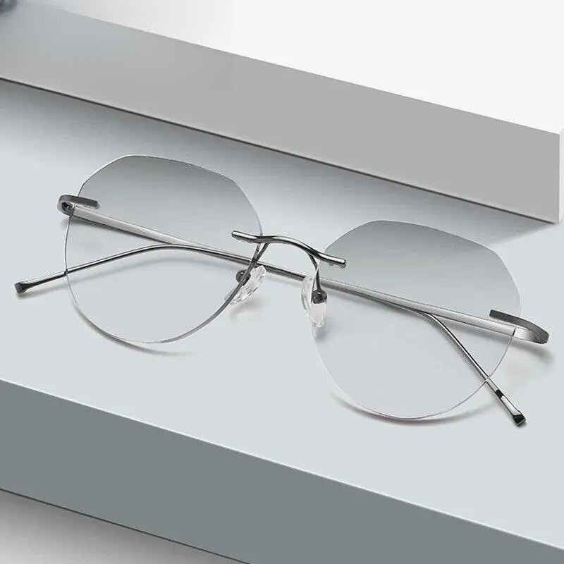 Unisex Oval Rimless Titanium Prescription Glasses 3306-7090 — view 4 | Rx Spectacle