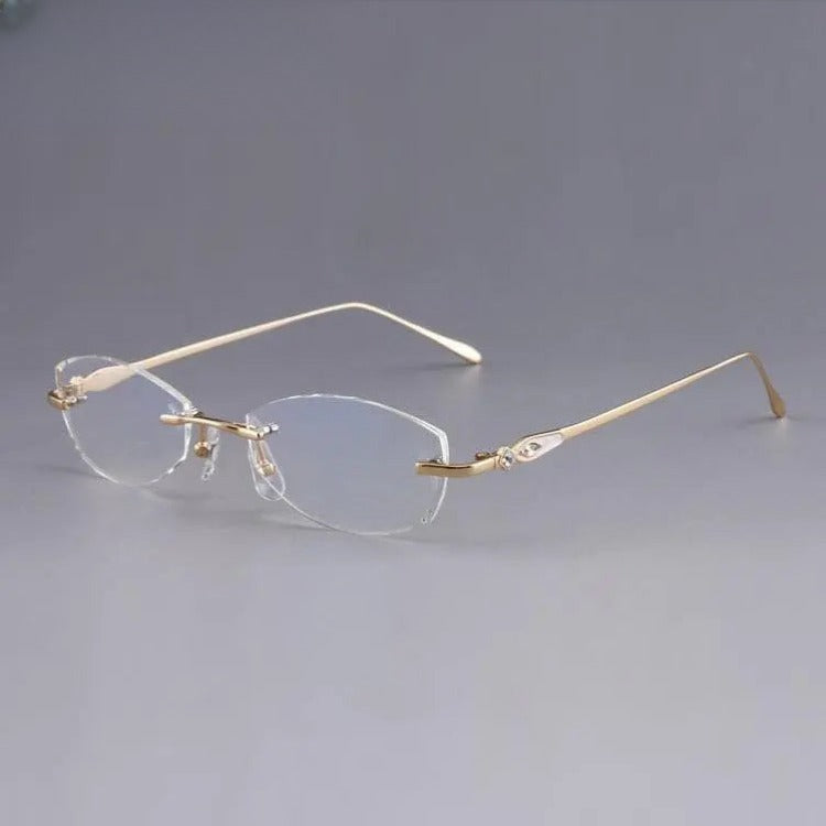 Women's Square Rimless Titanium Prescription Glasses 8037 — view 7 | Rx Spectacle