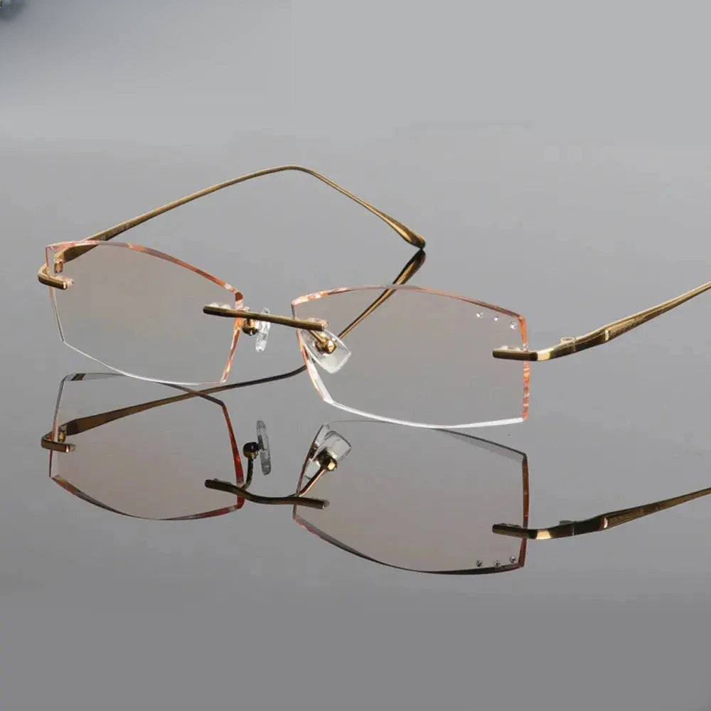 Men's Square Rimless Titanium Prescription Glasses 85086 — view 4 | Rx Spectacle