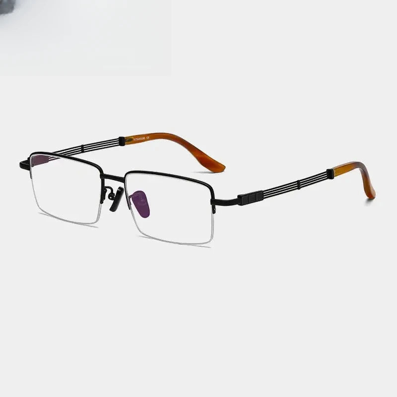 Men's Square Semi-Rimless Titanium Prescription Glasses Gxyj1498 — view 7 | Rx Spectacle