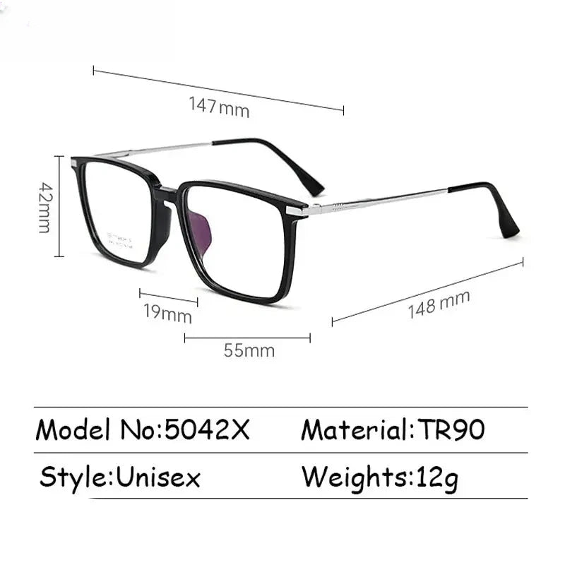 Men's Square Full Rim Titanium Reading Glasses 5042 — view 6 | Rx Spectacle