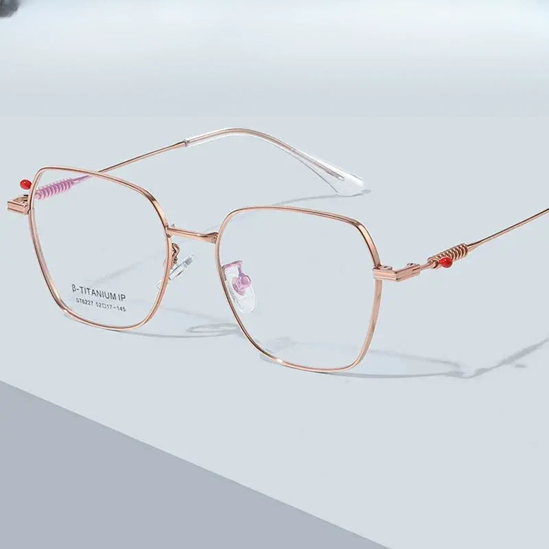 Women's Polygon Full Rim Titanium Flat Top Prescription Glasses 6227 — view 1 | Rx Spectacle