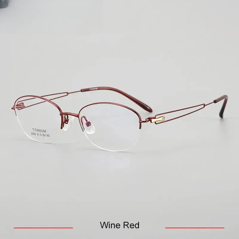 Women's Oval Semi-Rimless Titanium Prescription Glasses 33009 — view 5 | Rx Spectacle
