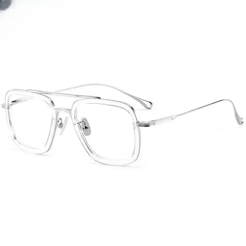Unisex Square Full Rim Titanium Double Bridge Prescription Glasses T927 — view 4 | Rx Spectacle