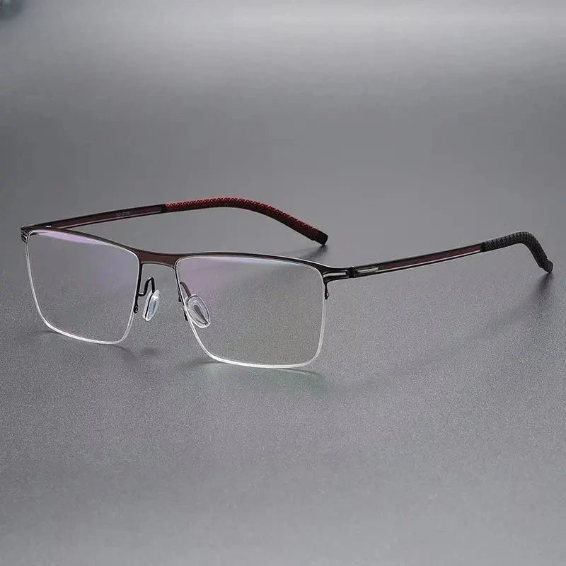 Men's Square Semi-Rimless Titanium Prescription Glasses 746267 — view 6 | Rx Spectacle