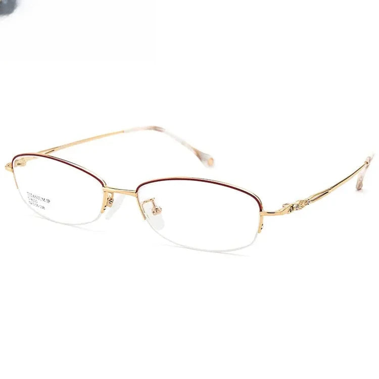 Women's Oval Semi-Rimless Titanium Prescription Glasses 48110 — view 5 | Rx Spectacle