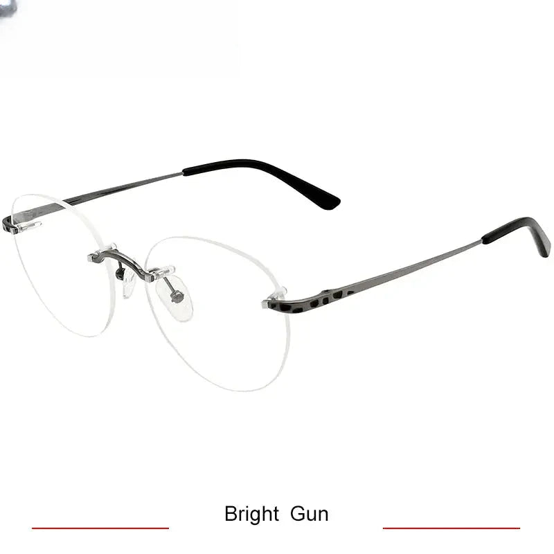 Women's Round Rimless Titanium Prescription Glasses 3090 — view 6 | Rx Spectacle
