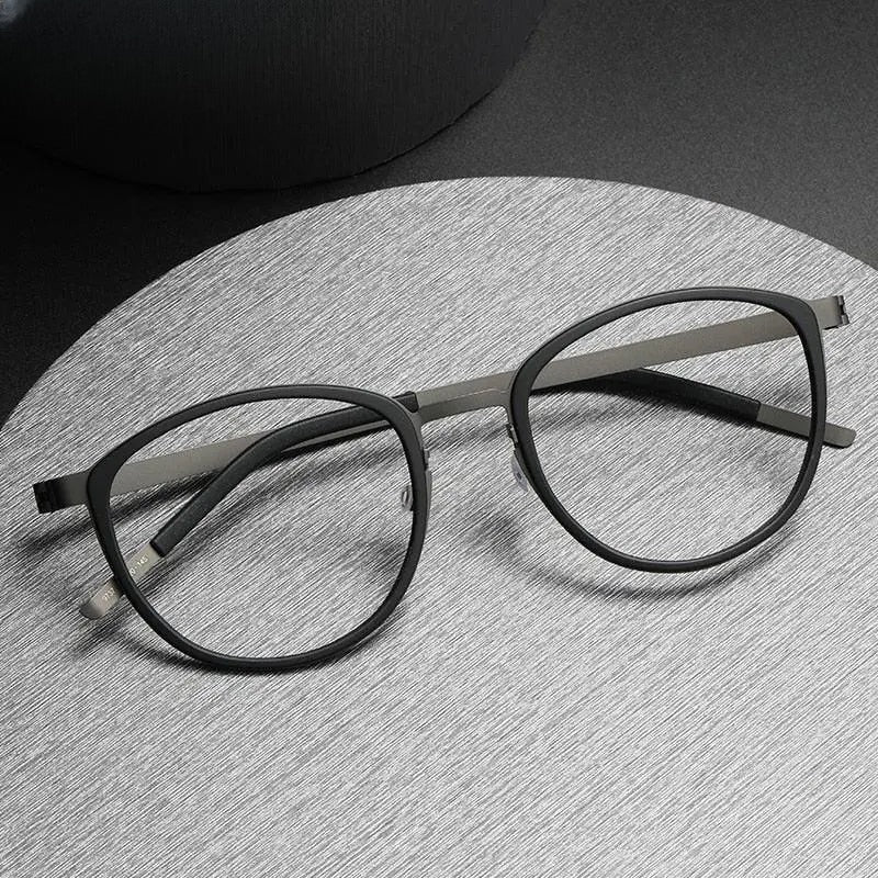 Unisex Round Full Rim Titanium Screwless Prescription Glasses 9737 — view 1 | Rx Spectacle