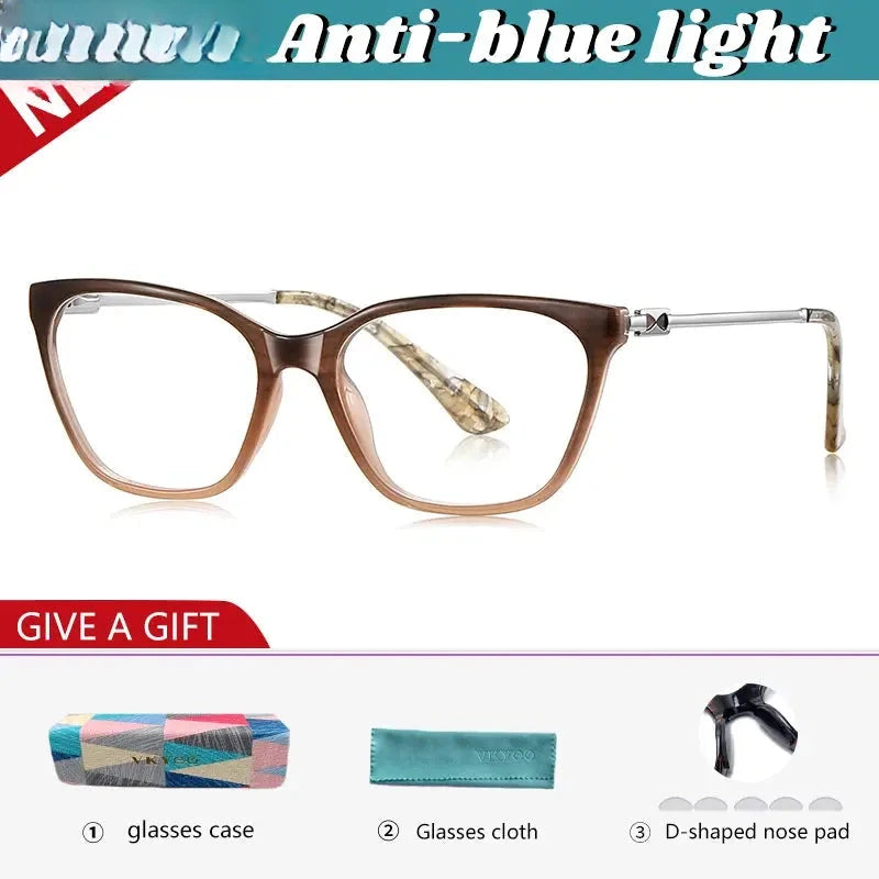Women's Cat Eye Full Rim Titanium Reading Glasses 79206 — view 5 | Rx Spectacle