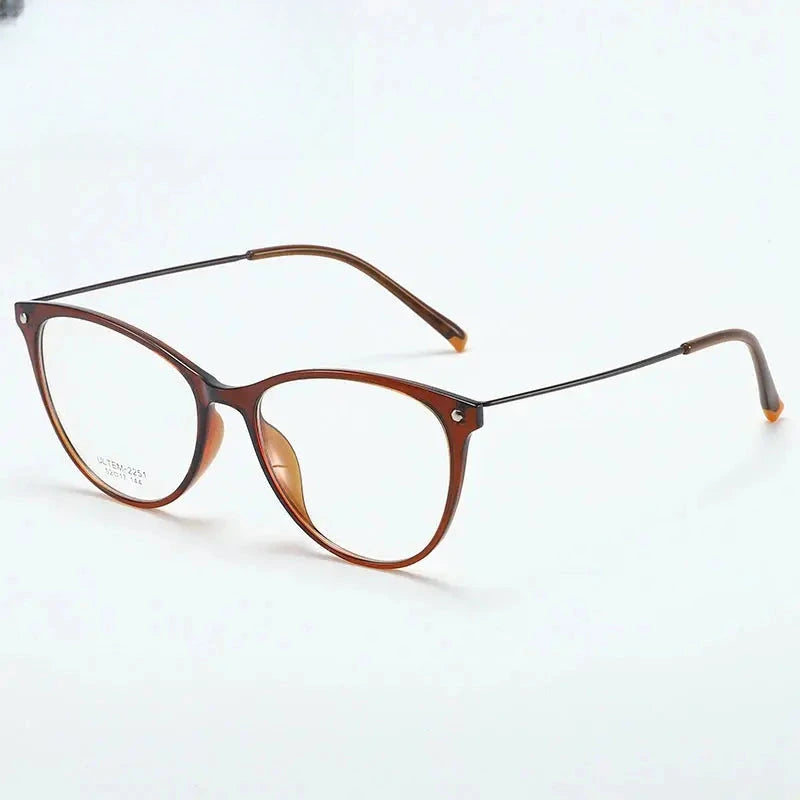 Women's Cat Eye Full Rim Titanium Prescription Glasses 882251 — view 3 | Rx Spectacle