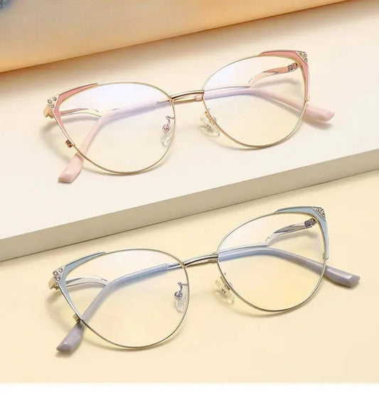 Women's Cat Eye Full Rim Alloy Prescription Glasses 95189 — view 1 | Rx Spectacle