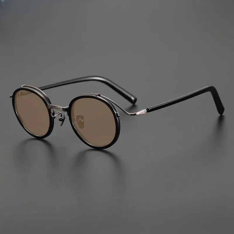 Unisex Round Full Rim Titanium Prescription Glasses Mo12 — view 4 | Rx Spectacle