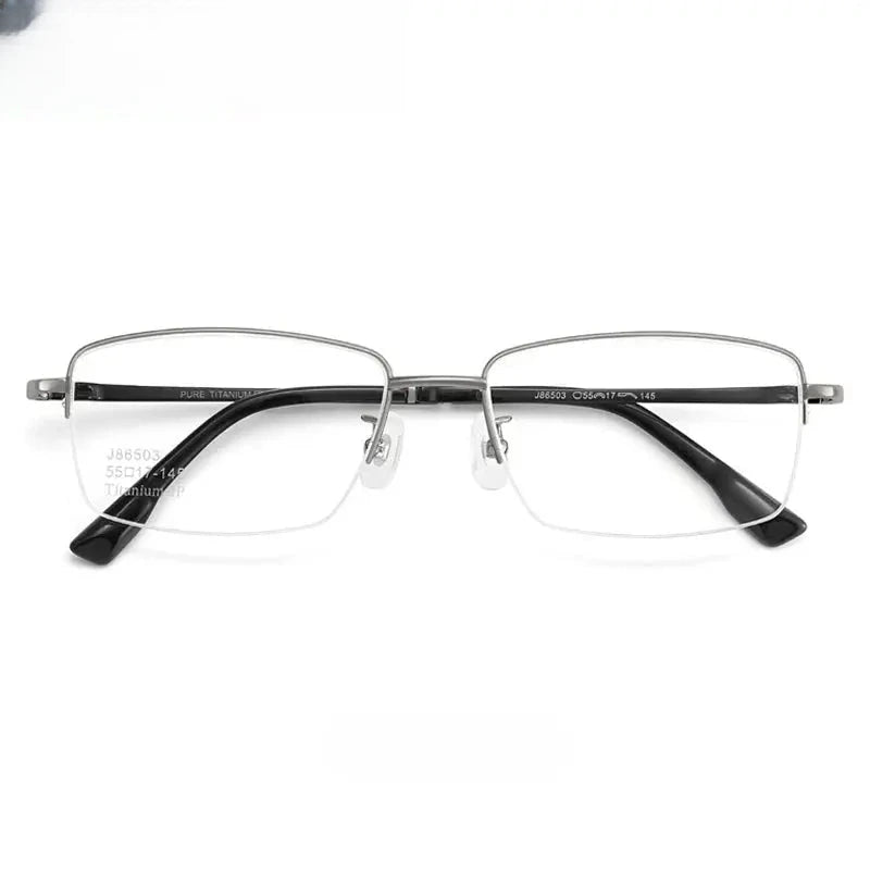 Unisex Square Semi-Rimless Titanium Prescription Glasses 986503 — view 6 | Rx Spectacle