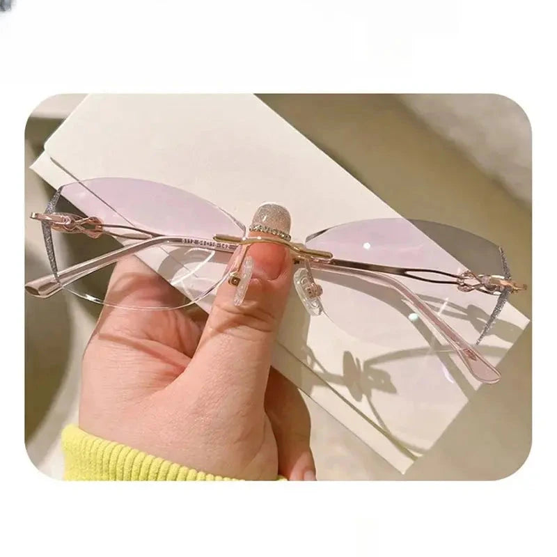 Women's Oval Rimless Titanium Prescription Glasses 398112 — view 3 | Rx Spectacle