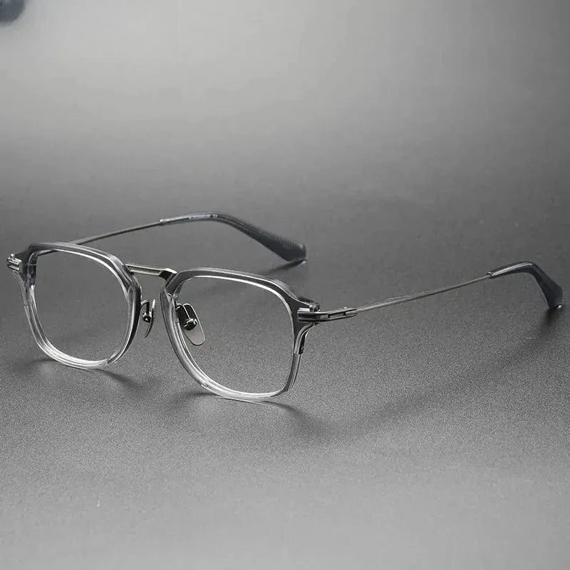 Men's Square Full Rim Titanium Flat Top Oversized Reading Glasses 44413 — view 8 | Rx Spectacle