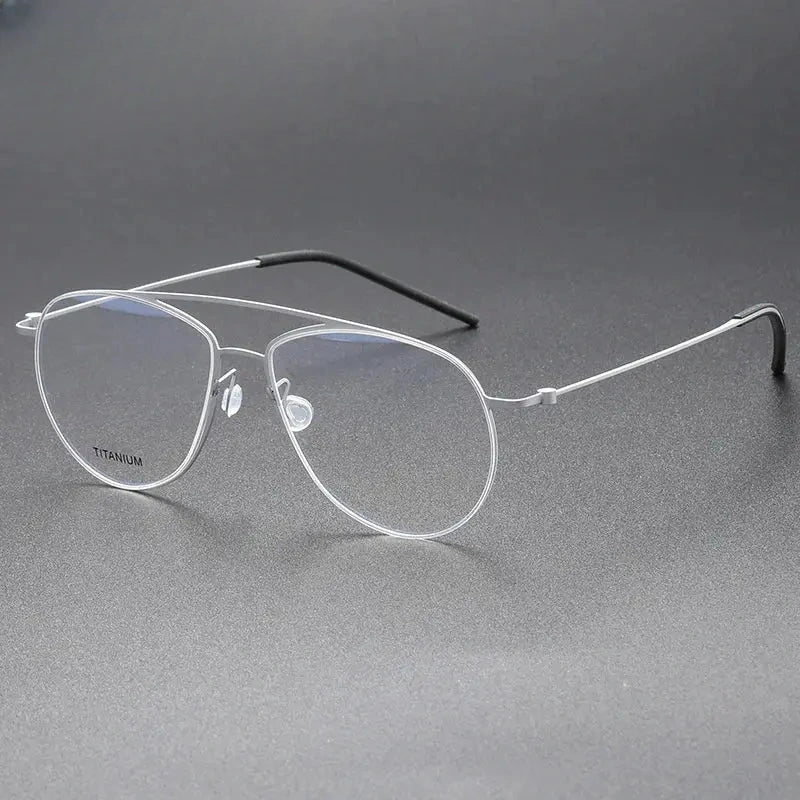 Men's Oval Full Rim Titanium Double Bridge Prescription Glasses 775507 — view 3 | Rx Spectacle
