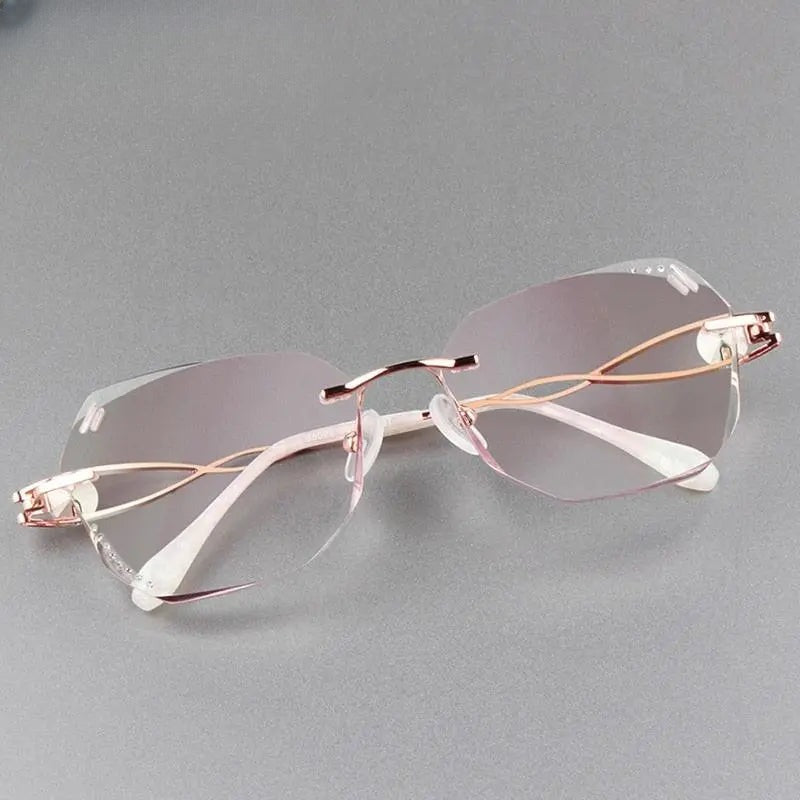 Women's Square Rimless Titanium Prescription Glasses 88023 — view 8 | Rx Spectacle