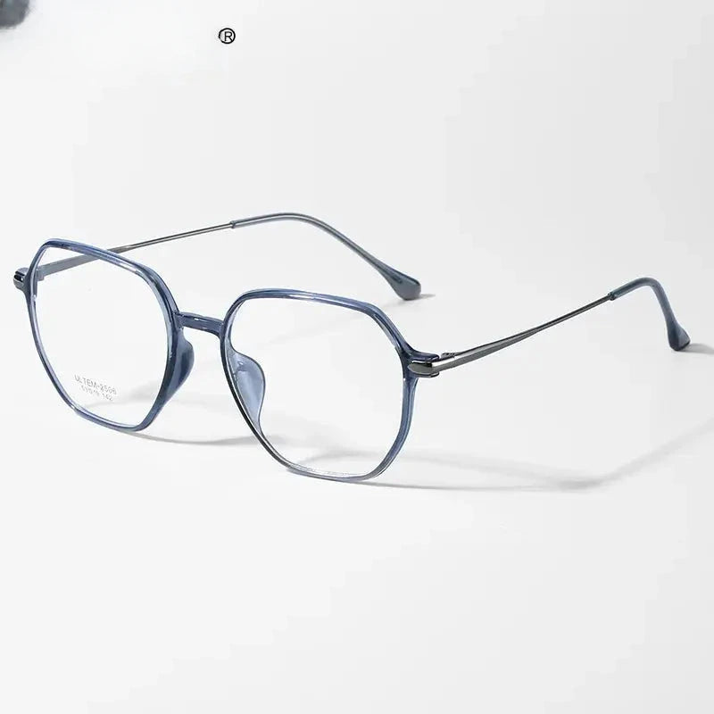 Women's Polygon Full Rim Stainless Steel Flat Top Reading Glasses 4250 — view 1 | Rx Spectacle