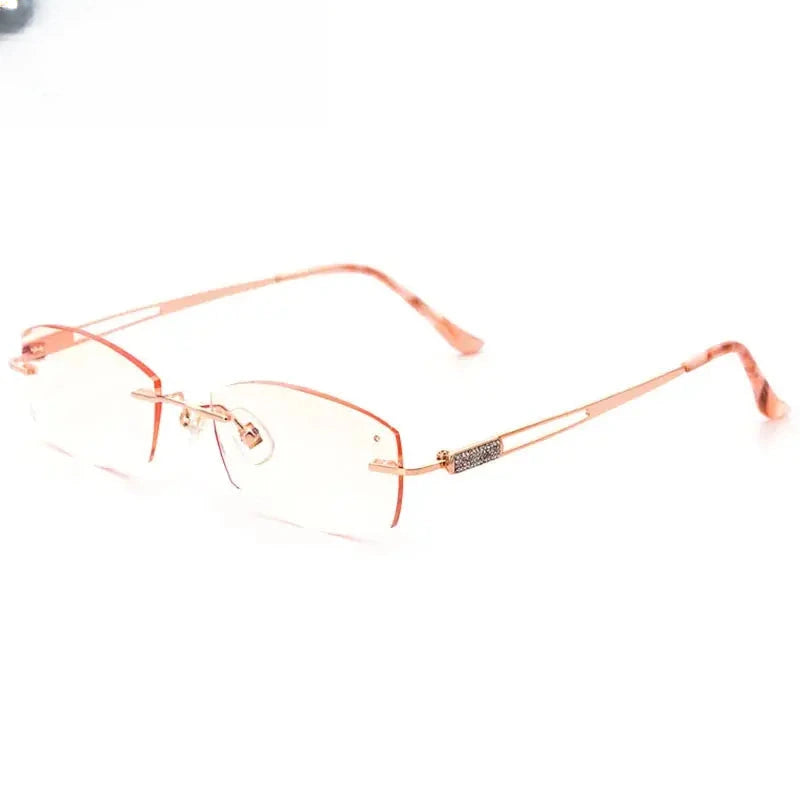 Women's Square Rimless Titanium Prescription Glasses 6048 — view 5 | Rx Spectacle