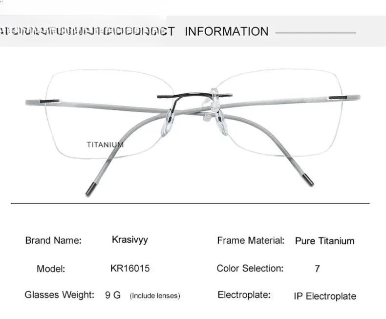 Unisex Oval Rimless Titanium Prescription Glasses 1615 — view 13 | Rx Spectacle