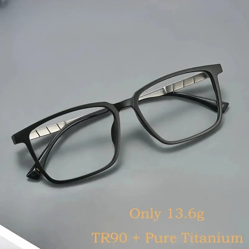 Men's Square Full Rim Titanium Oversized Prescription Glasses 61012 — view 1 | Rx Spectacle