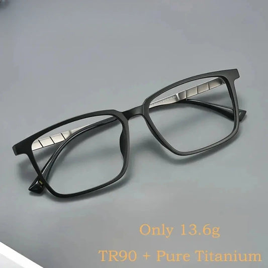 Men's Square Full Rim Titanium Oversized Prescription Glasses 61012 — view 1 | Rx Spectacle