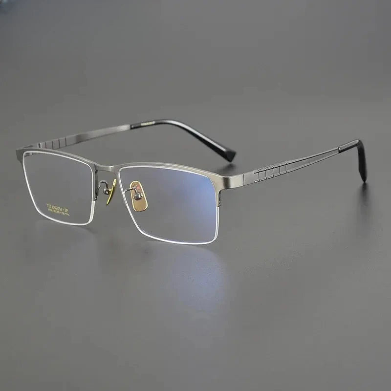 Men's Square Semi-Rimless Titanium Oversized Prescription Glasses 91058 — view 5 | Rx Spectacle