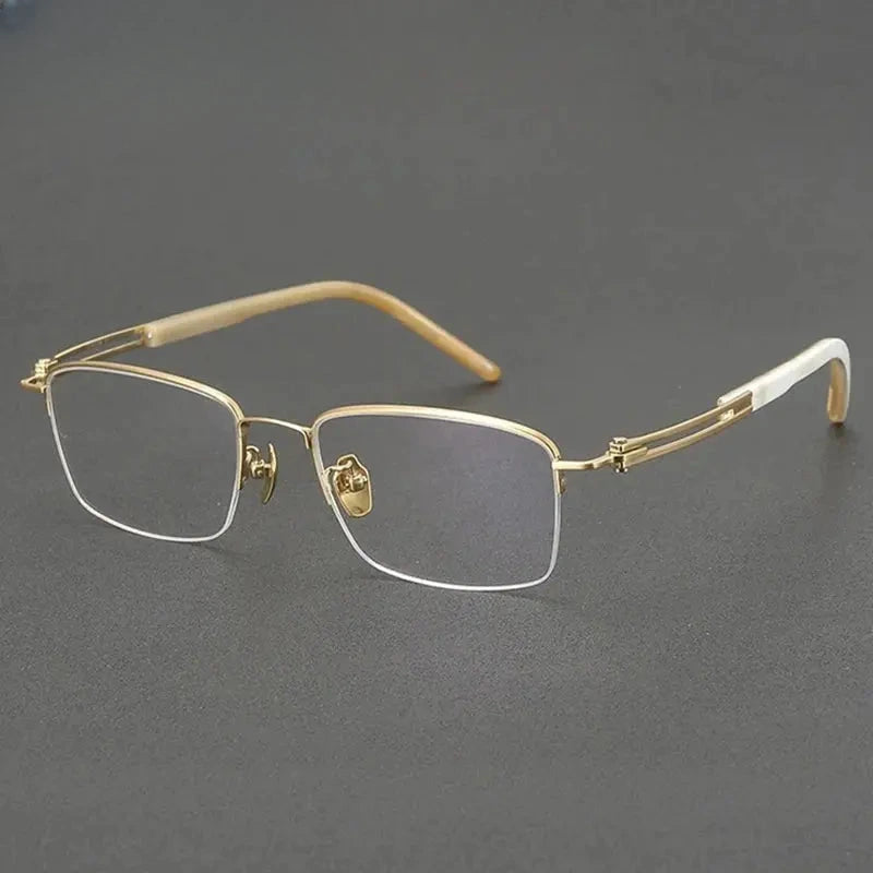 Men's Square Semi-Rimless Titanium Oversized Prescription Glasses 401008 — view 1 | Rx Spectacle