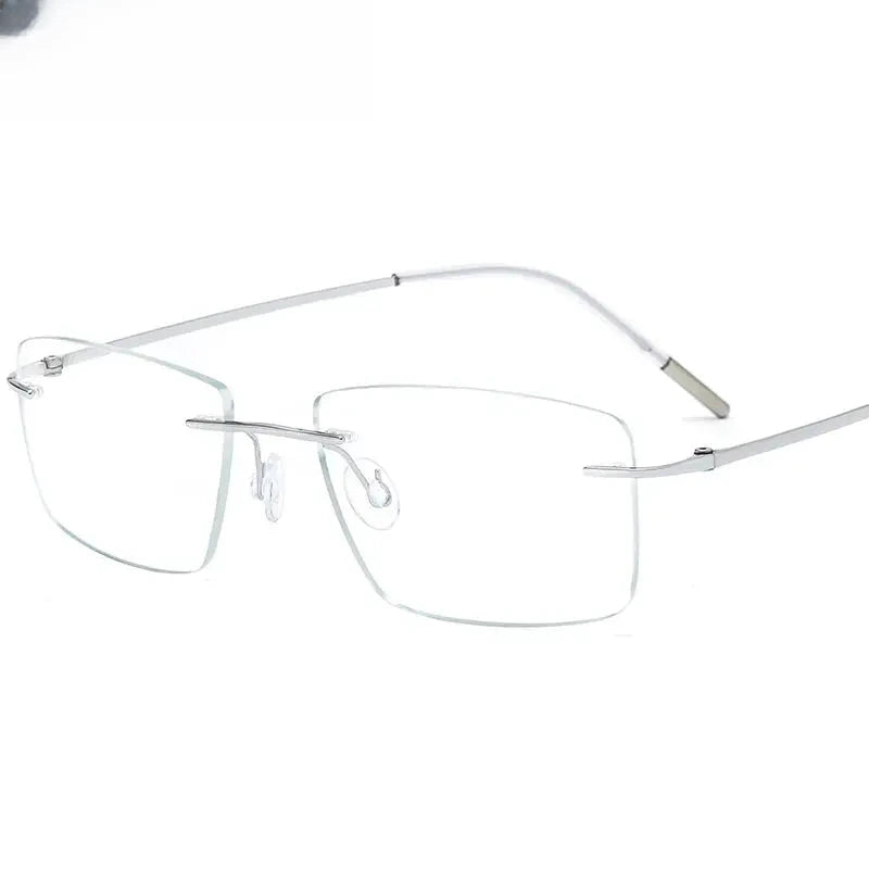 Unisex Square Rimless Titanium Screwless Prescription Glasses 66105 — view 1 | Rx Spectacle
