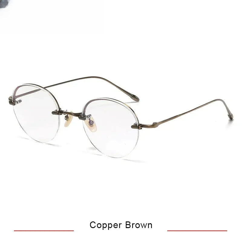 Men's Round Semi-Rimless Titanium Prescription Glasses K5921 — view 8 | Rx Spectacle