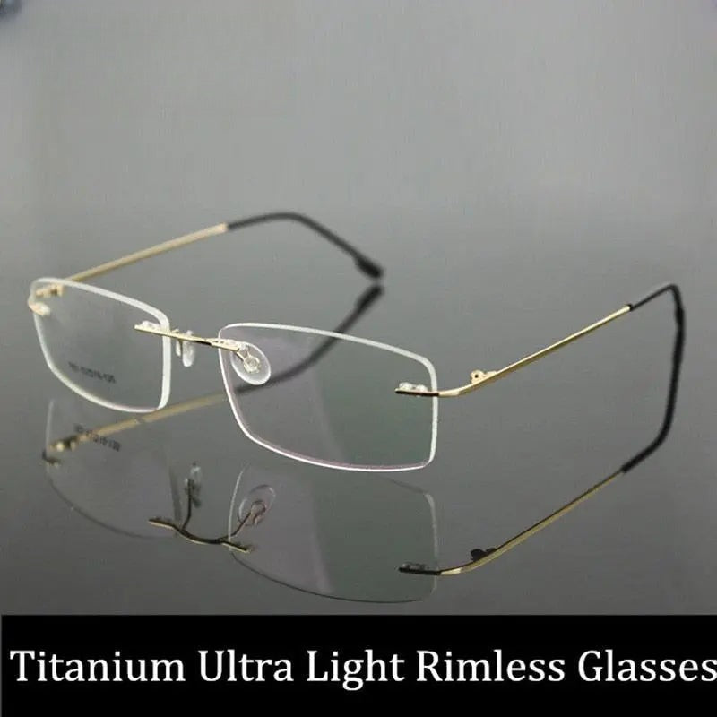 Unisex Square Rimless Titanium Prescription Glasses 763 — view 1 | Rx Spectacle