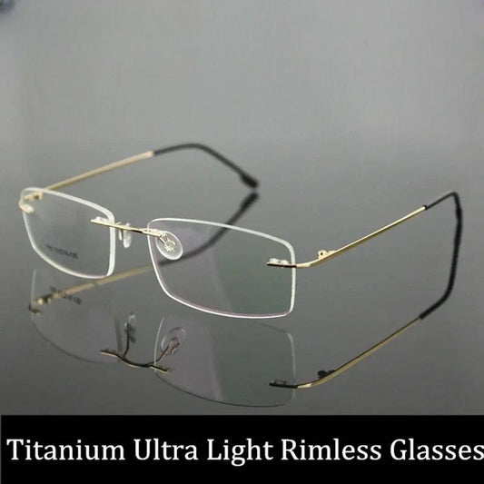 Unisex Square Rimless Titanium Prescription Glasses 763 — view 1 | Rx Spectacle