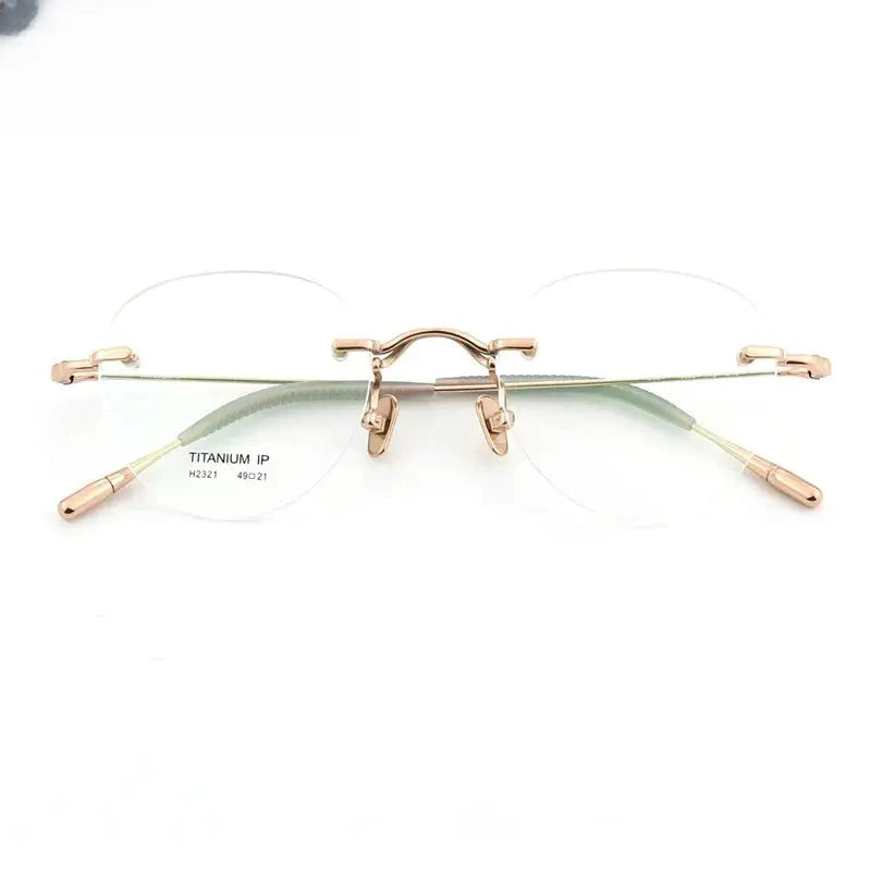 Unisex Round Rimless Titanium Prescription Glasses 2321 — view 6 | Rx Spectacle
