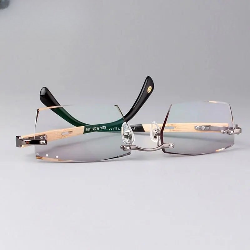 Men's Square Rimless Titanium Prescription Glasses 886 — view 4 | Rx Spectacle