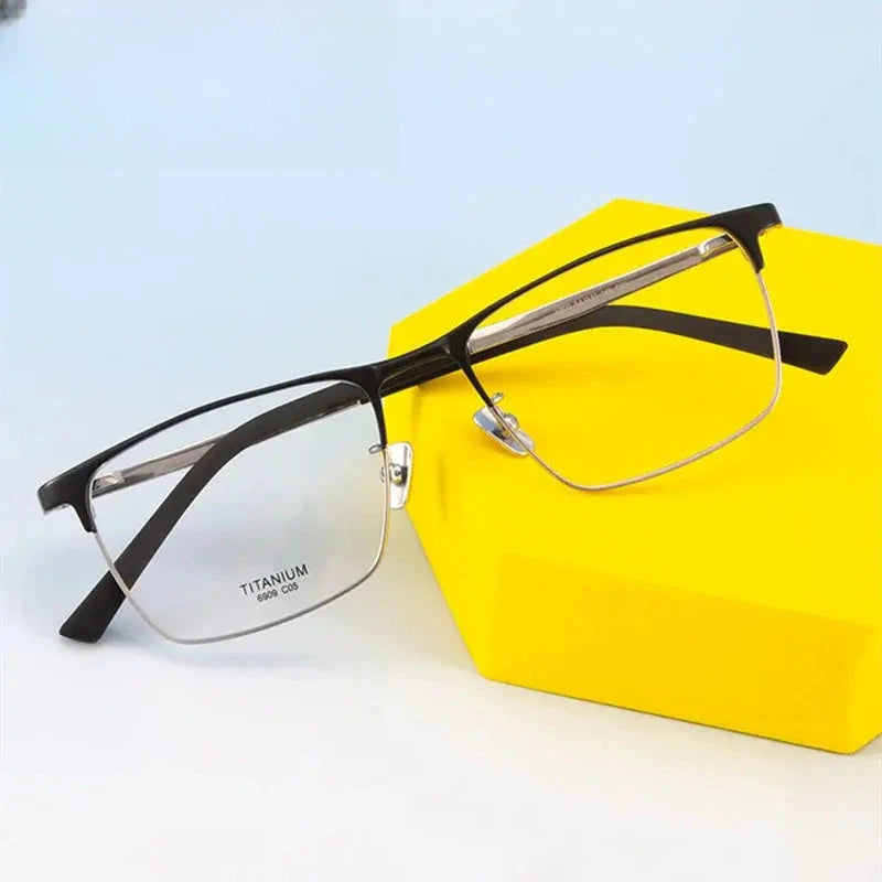Men's Square Full Rim Titanium Prescription Glasses 886909 — view 1 | Rx Spectacle