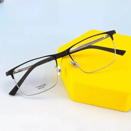 Men's Square Full Rim Titanium Prescription Glasses 886909 — view 1 | Rx Spectacle