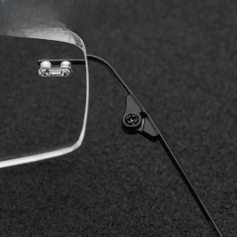Men's Rectangular Rimless Titanium Prescription Glasses 3127 — view 9 | Rx Spectacle