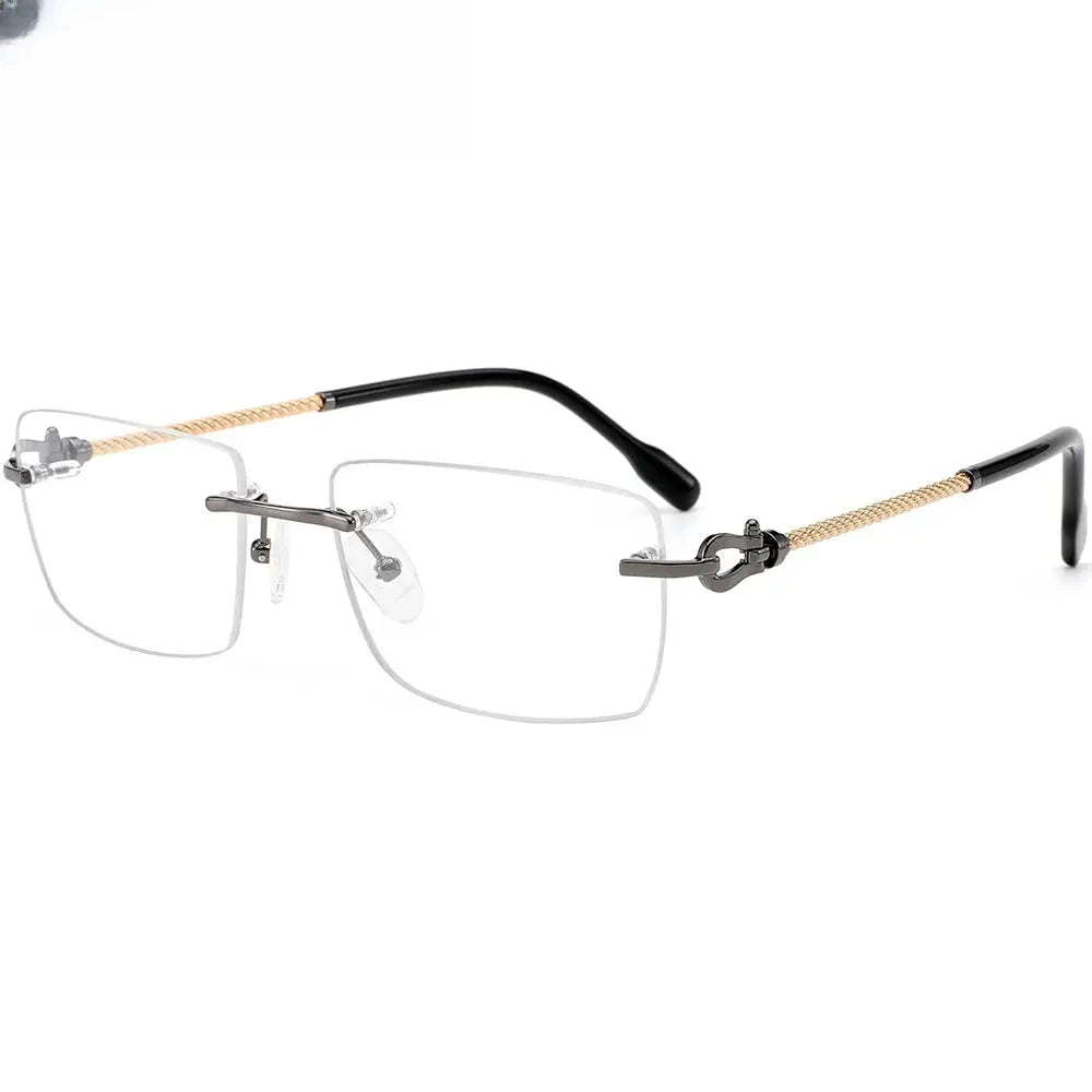 Men's Polygon Rimless Titanium Prescription Glasses 316082 — view 1 | Rx Spectacle