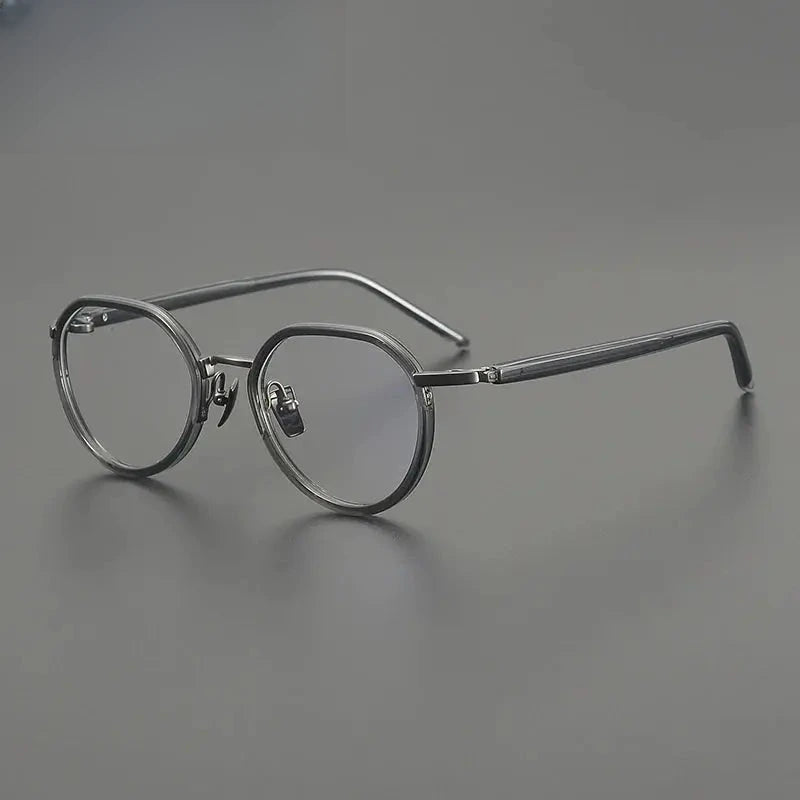 Unisex Round Full Rim Titanium Flat Top Prescription Glasses G2171 — view 7 | Rx Spectacle